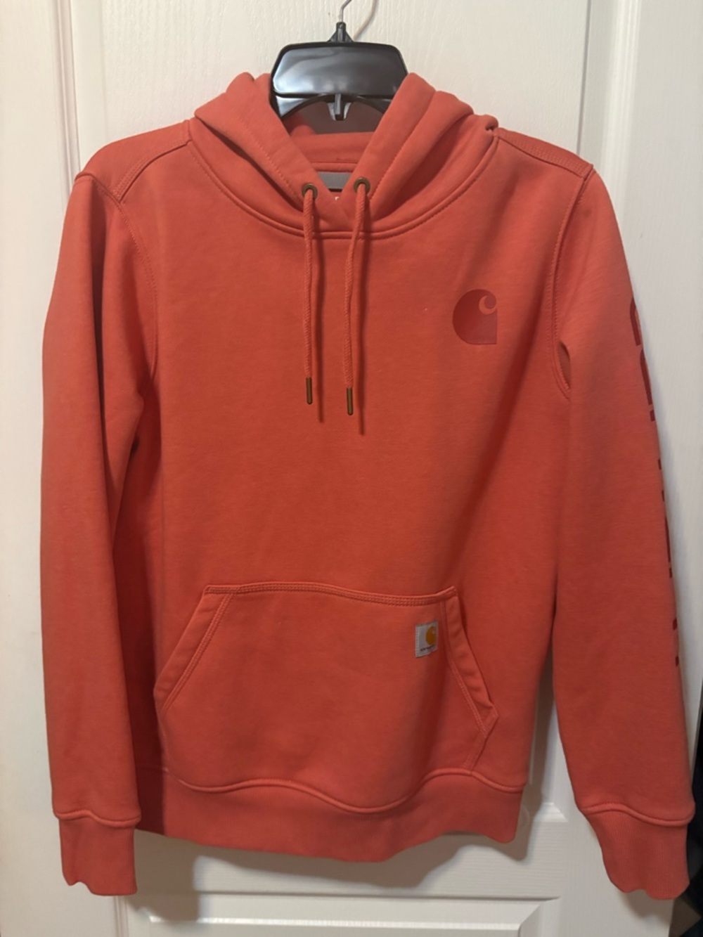 Carhartt Womens Coral-Orange Pullover Hoodie